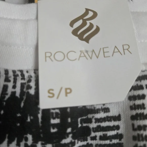 Rocawear Newspaper Print Cotton Jogger Cargo Elastic Black White - Picture 3 of 5